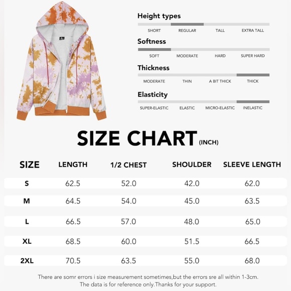 WENTTUO Womens Fleece Zip Up Hoodies Jacket Sweatshirt Tie Dye - NWT - Picture 5 of 7